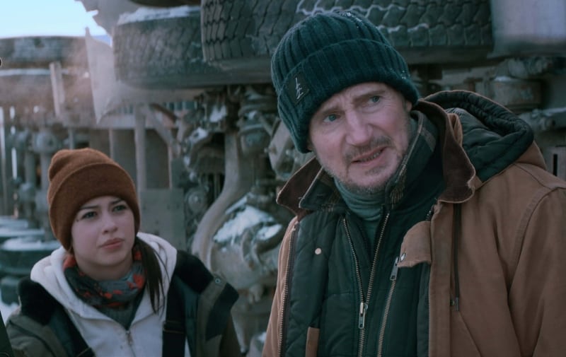 Amber Midthunder and Liam Neeson in 2021 Netflix action thriller The Ice Road